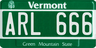 VT license plate ARL666