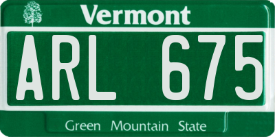 VT license plate ARL675