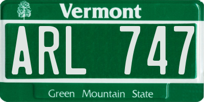 VT license plate ARL747