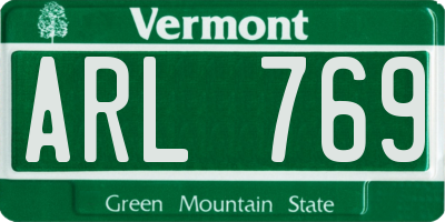VT license plate ARL769
