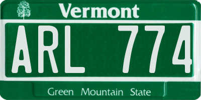 VT license plate ARL774