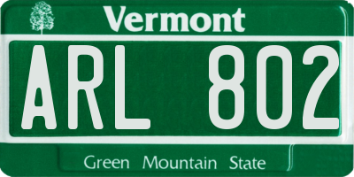 VT license plate ARL802