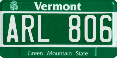 VT license plate ARL806