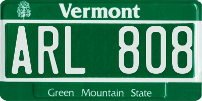 VT license plate ARL808