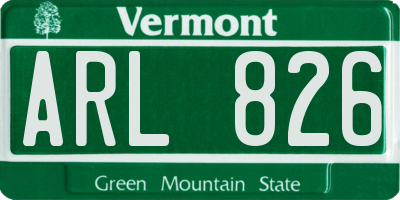 VT license plate ARL826