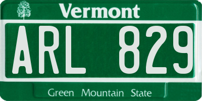 VT license plate ARL829