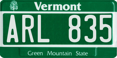 VT license plate ARL835