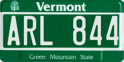 VT license plate ARL844