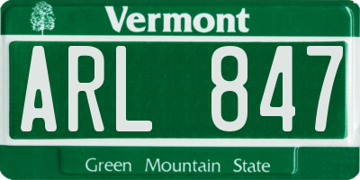 VT license plate ARL847