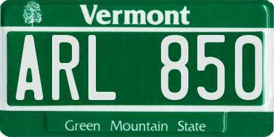VT license plate ARL850