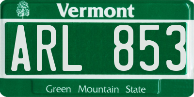 VT license plate ARL853