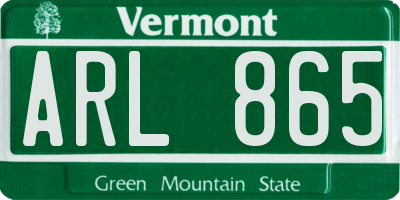 VT license plate ARL865