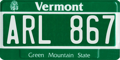 VT license plate ARL867