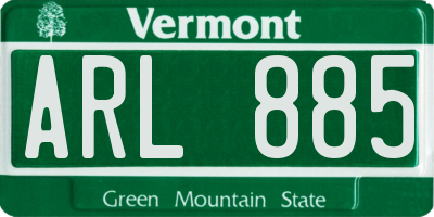 VT license plate ARL885