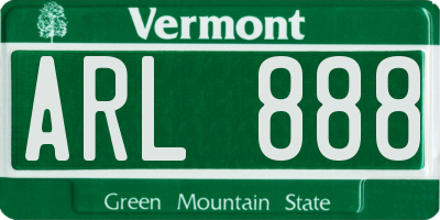VT license plate ARL888