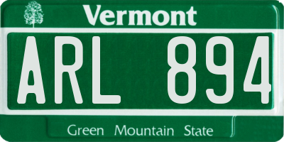 VT license plate ARL894