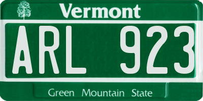VT license plate ARL923