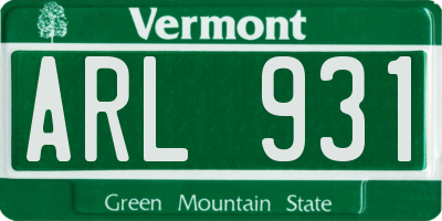 VT license plate ARL931