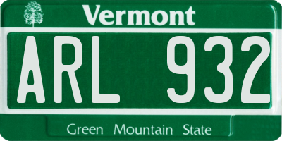 VT license plate ARL932