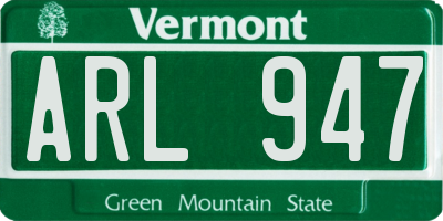 VT license plate ARL947