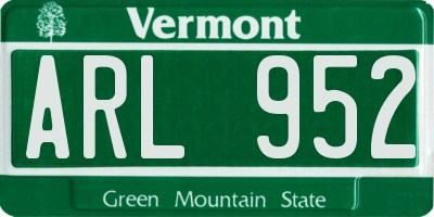 VT license plate ARL952