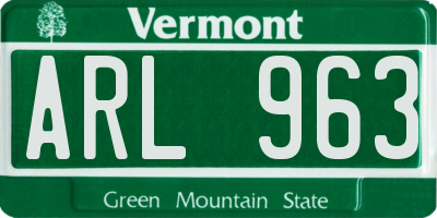 VT license plate ARL963