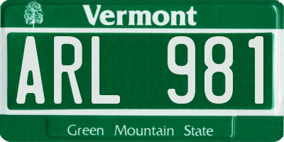 VT license plate ARL981
