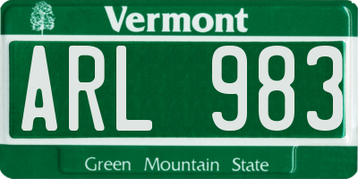 VT license plate ARL983