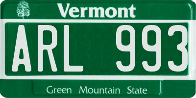 VT license plate ARL993