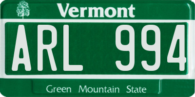 VT license plate ARL994