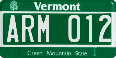 VT license plate ARM012