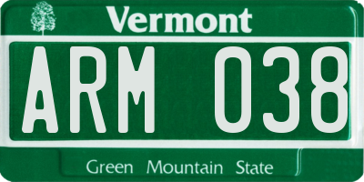 VT license plate ARM038
