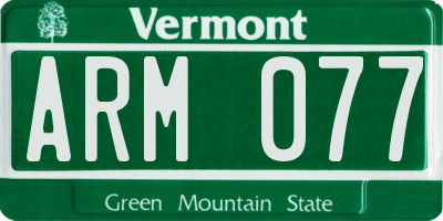 VT license plate ARM077
