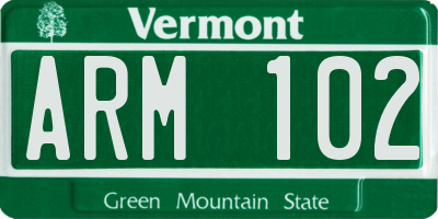 VT license plate ARM102