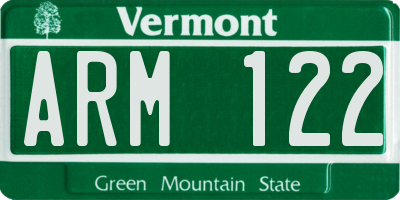 VT license plate ARM122
