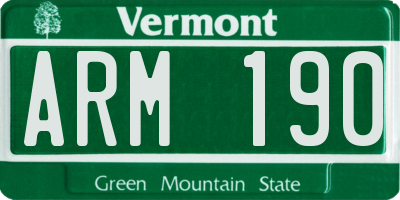 VT license plate ARM190