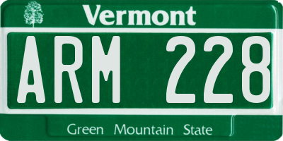 VT license plate ARM228