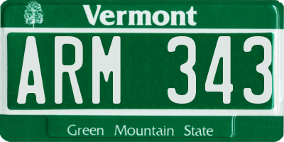 VT license plate ARM343