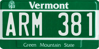 VT license plate ARM381