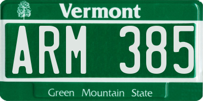 VT license plate ARM385
