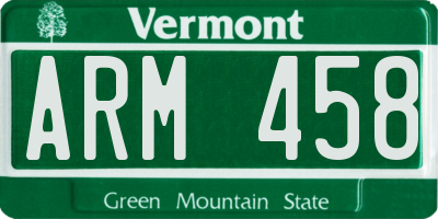 VT license plate ARM458