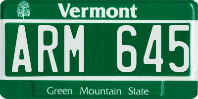 VT license plate ARM645