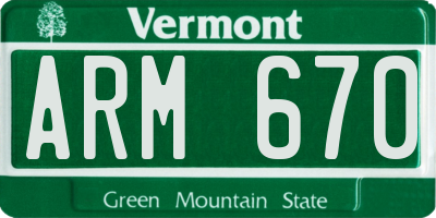 VT license plate ARM670