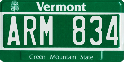 VT license plate ARM834