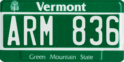 VT license plate ARM836