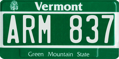 VT license plate ARM837
