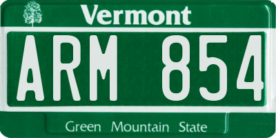 VT license plate ARM854