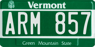 VT license plate ARM857