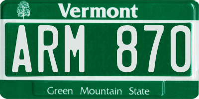 VT license plate ARM870