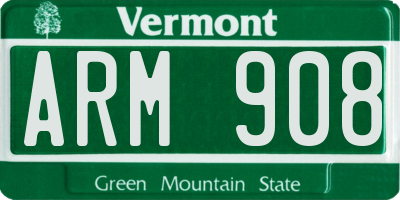 VT license plate ARM908